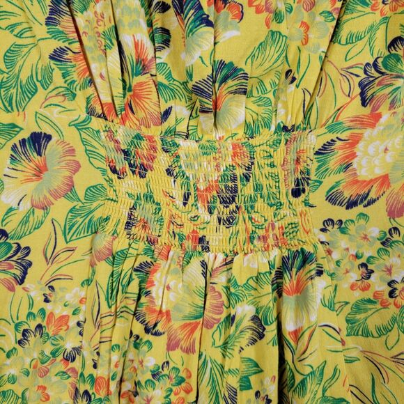 NWT URBAN OUTFITTERS Yellow Floral Bettie Twist-Front Mini Dress SIZE XS - Picture 8 of 16